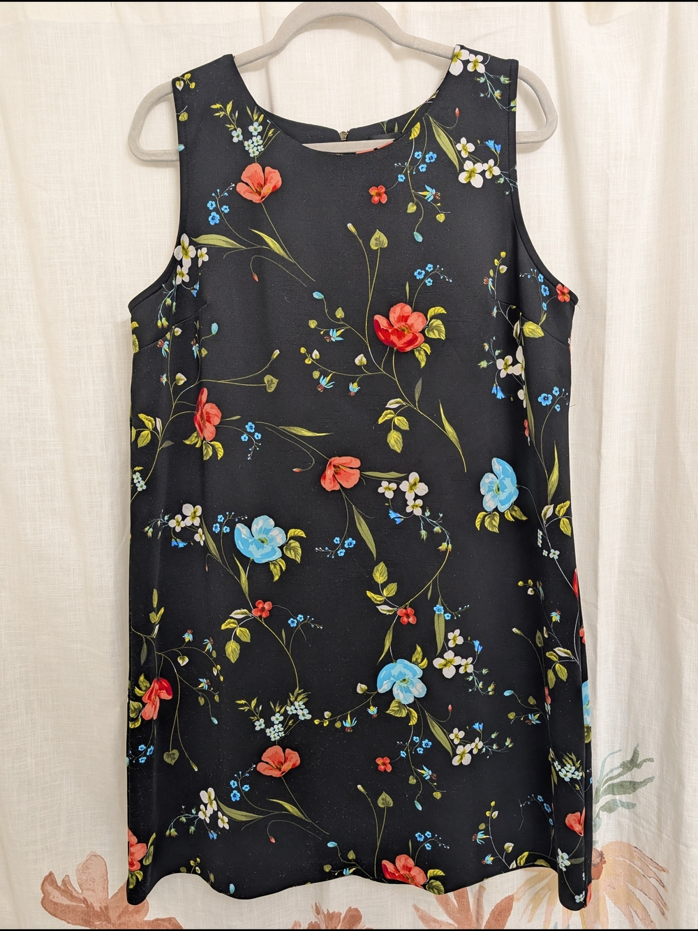 Worthington XL Black Floral Sleeveless Shift Dress Career Office